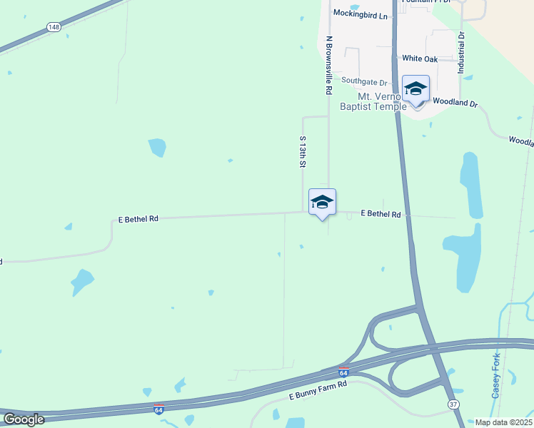 map of restaurants, bars, coffee shops, grocery stores, and more near 1201 East Bethel Road in Mount Vernon