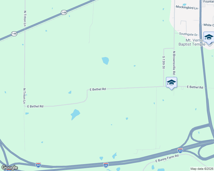 map of restaurants, bars, coffee shops, grocery stores, and more near 12561 East Bethel Road in Mount Vernon