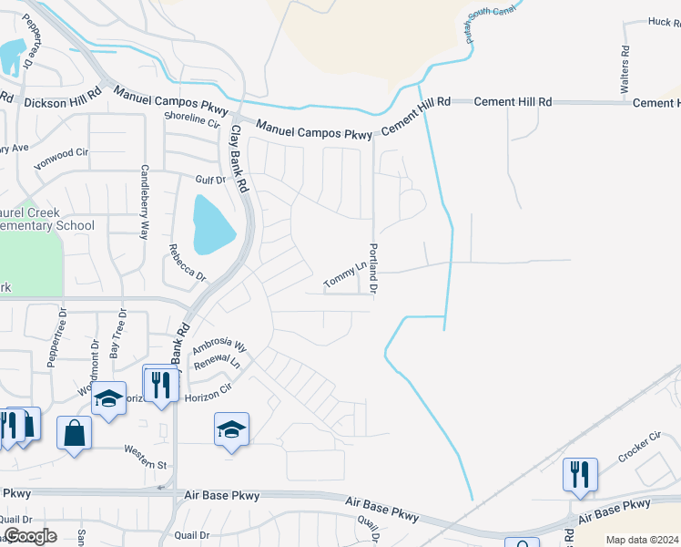 map of restaurants, bars, coffee shops, grocery stores, and more near 1586 Tommy Lane in Fairfield