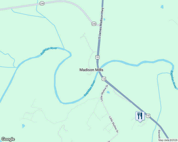 map of restaurants, bars, coffee shops, grocery stores, and more near in Madison Mills