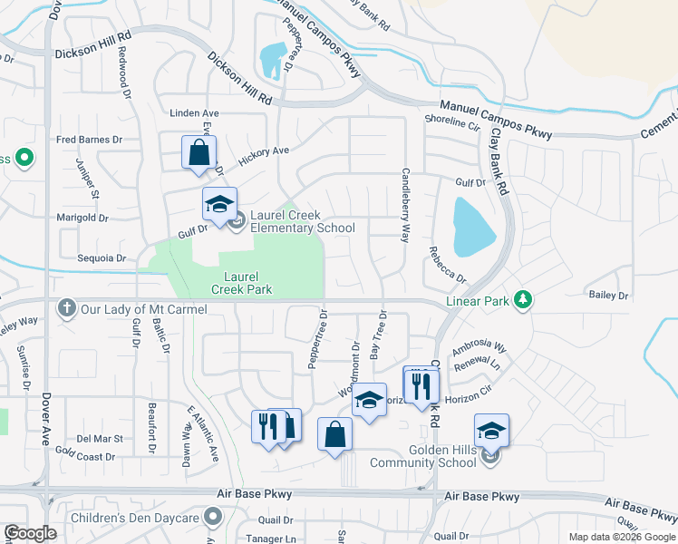 map of restaurants, bars, coffee shops, grocery stores, and more near 1102 Spruce Way in Fairfield