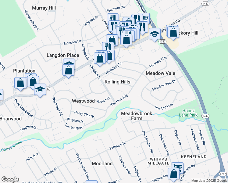 map of restaurants, bars, coffee shops, grocery stores, and more near in Rolling Hills