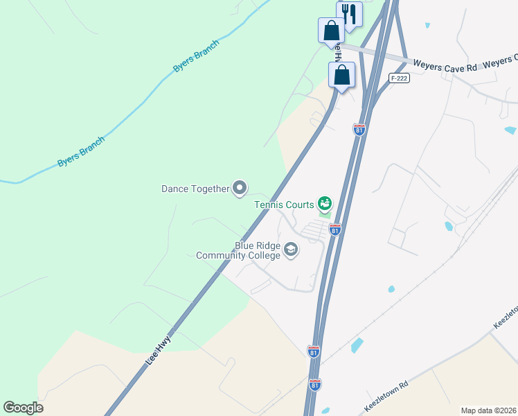 map of restaurants, bars, coffee shops, grocery stores, and more near 3106 Lee Highway in Mount Sidney