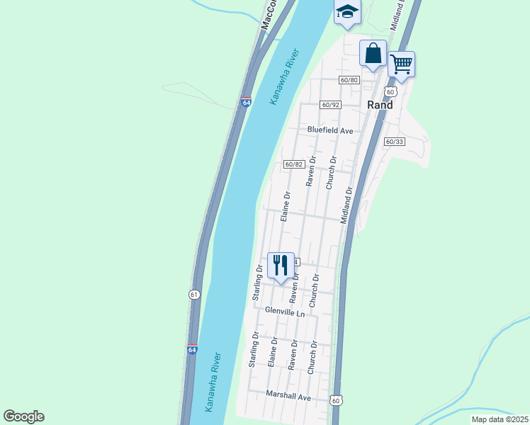 map of restaurants, bars, coffee shops, grocery stores, and more near 5301 C in Charleston