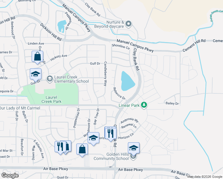 map of restaurants, bars, coffee shops, grocery stores, and more near 2865 Regatta Circle in Fairfield