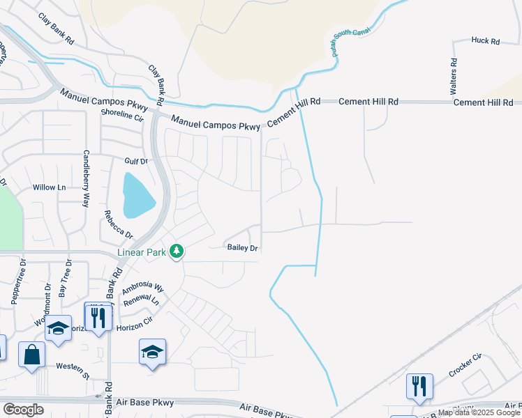 map of restaurants, bars, coffee shops, grocery stores, and more near 1600 Cement Hill Road in Fairfield