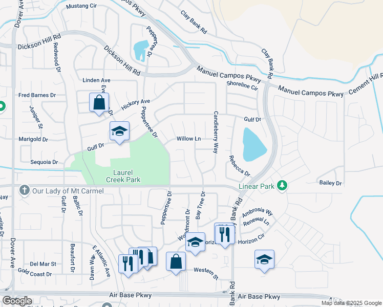 map of restaurants, bars, coffee shops, grocery stores, and more near 2853 Bay Tree Drive in Fairfield