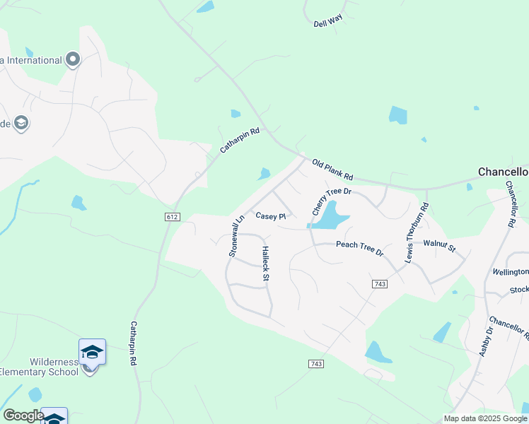 map of restaurants, bars, coffee shops, grocery stores, and more near 612 Casey Place in Fredericksburg
