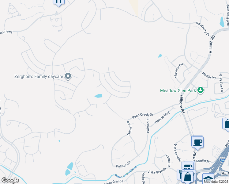 map of restaurants, bars, coffee shops, grocery stores, and more near 3143 Cherry Valley Circle in Fairfield