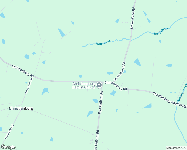 map of restaurants, bars, coffee shops, grocery stores, and more near 2178 Christianburg Road in Bagdad