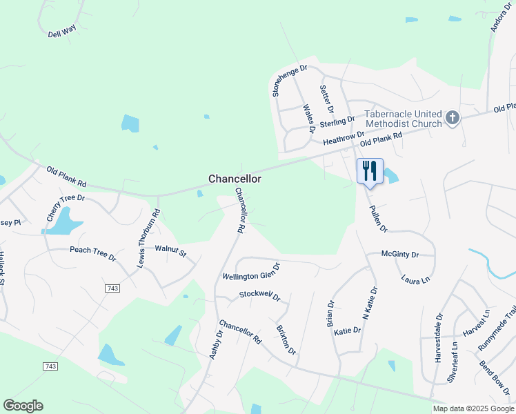map of restaurants, bars, coffee shops, grocery stores, and more near 8039 Chancellor Road in Fredericksburg