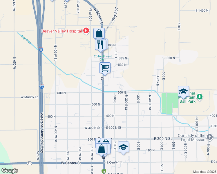 map of restaurants, bars, coffee shops, grocery stores, and more near in Beaver