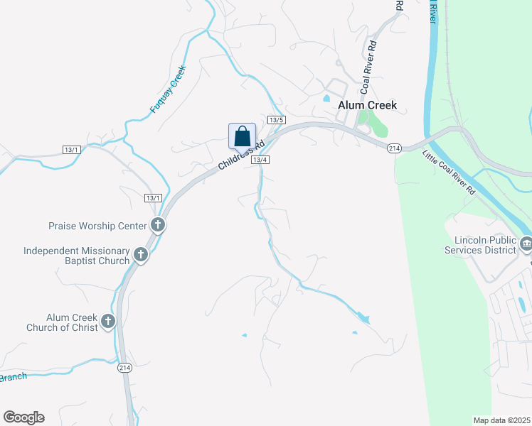 map of restaurants, bars, coffee shops, grocery stores, and more near 133 Upper Mollys Branch Road in Alum Creek