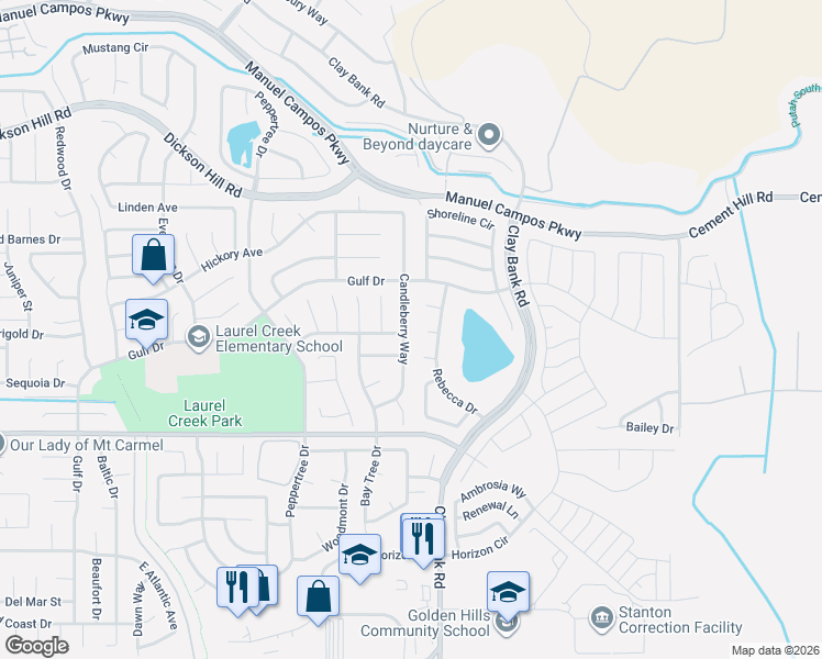 map of restaurants, bars, coffee shops, grocery stores, and more near 1206 Minnow Court in Fairfield