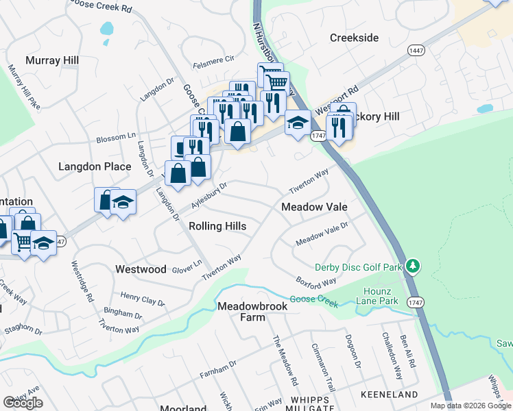 map of restaurants, bars, coffee shops, grocery stores, and more near in Rolling Hills