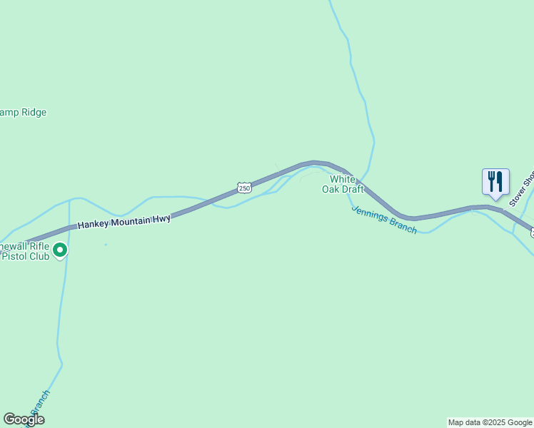 map of restaurants, bars, coffee shops, grocery stores, and more near 2520 Hankey Mountain Highway in Churchville