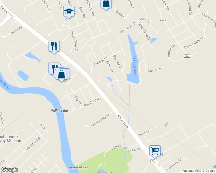 map of restaurants, bars, coffee shops, grocery stores, and more near 312 Ecco Drive in Fredericksburg