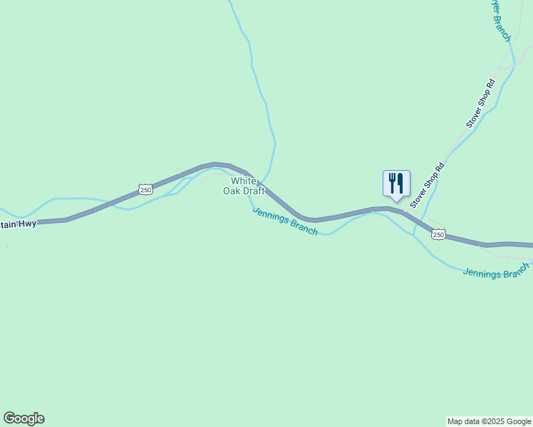 map of restaurants, bars, coffee shops, grocery stores, and more near 2358 Hankey Mountain Highway in Churchville