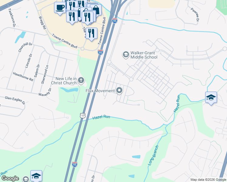 map of restaurants, bars, coffee shops, grocery stores, and more near 1125 Hampton Street in Fredericksburg