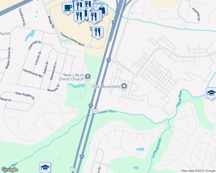 map of restaurants, bars, coffee shops, grocery stores, and more near 1200 Pickett Street in Fredericksburg