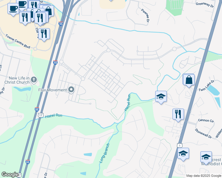 map of restaurants, bars, coffee shops, grocery stores, and more near 1205 Taylor Street in Fredericksburg