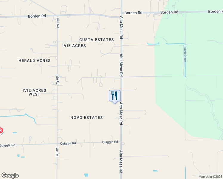 map of restaurants, bars, coffee shops, grocery stores, and more near 13034 Alta Mesa Road in Herald
