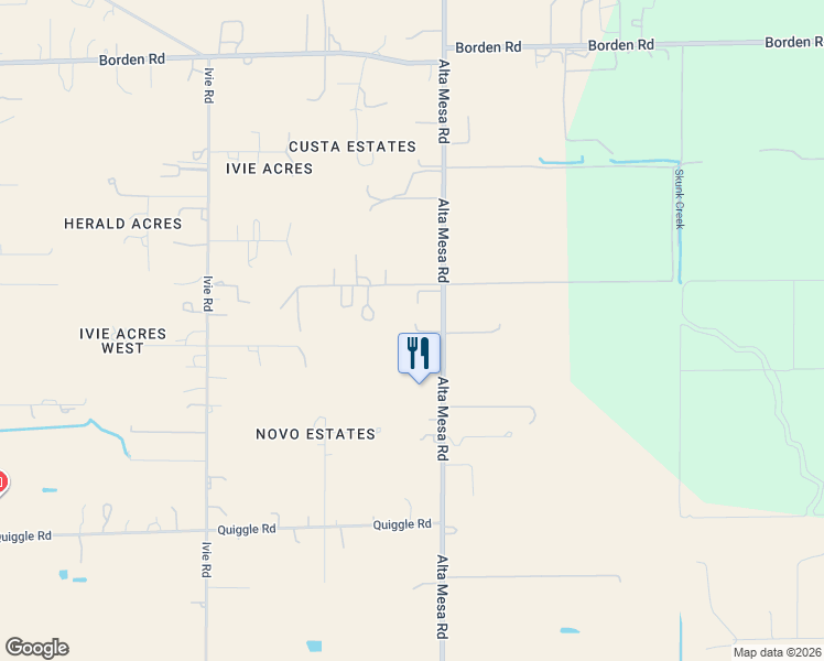 map of restaurants, bars, coffee shops, grocery stores, and more near 13034 Alta Mesa Road in Herald