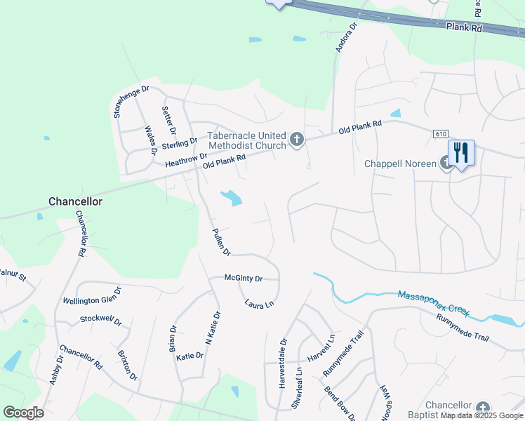 map of restaurants, bars, coffee shops, grocery stores, and more near 11816 Nicholas Drive in Fredericksburg