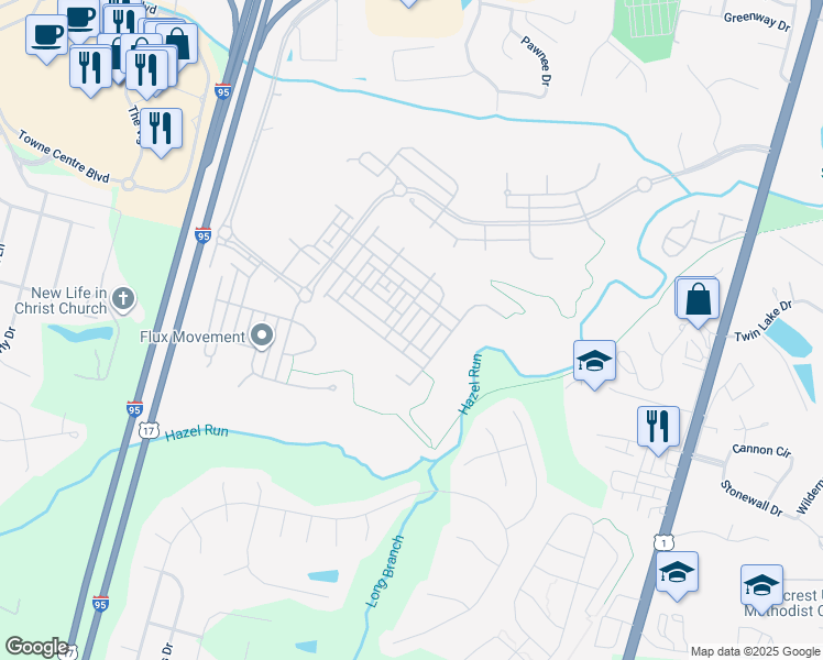 map of restaurants, bars, coffee shops, grocery stores, and more near 1203 Taylor Street in Fredericksburg