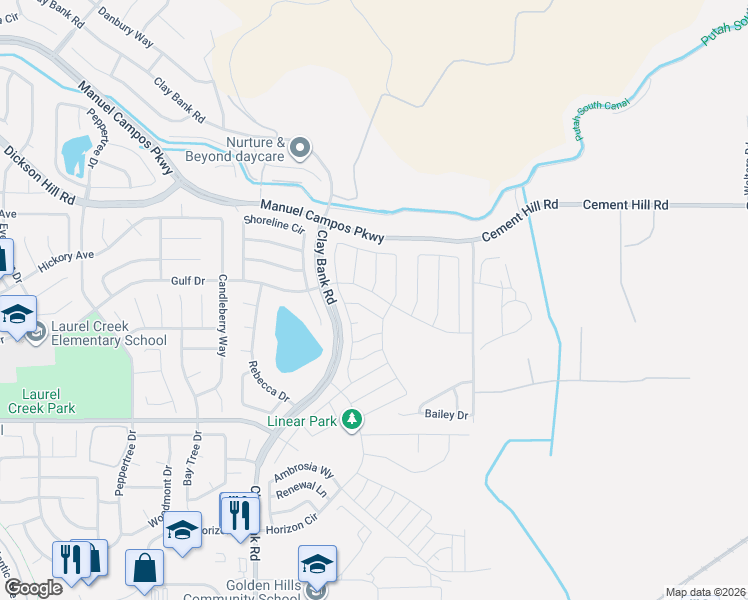 map of restaurants, bars, coffee shops, grocery stores, and more near 3001 Jubilee Lane in Fairfield