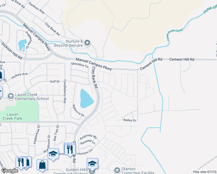 map of restaurants, bars, coffee shops, grocery stores, and more near 3001 Jubilee Lane in Fairfield