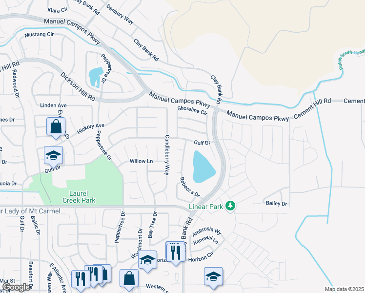 map of restaurants, bars, coffee shops, grocery stores, and more near 1209 Gulf Drive in Fairfield