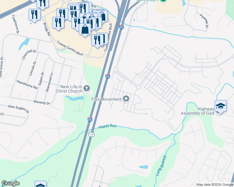 map of restaurants, bars, coffee shops, grocery stores, and more near 1110 Hampton Street in Fredericksburg