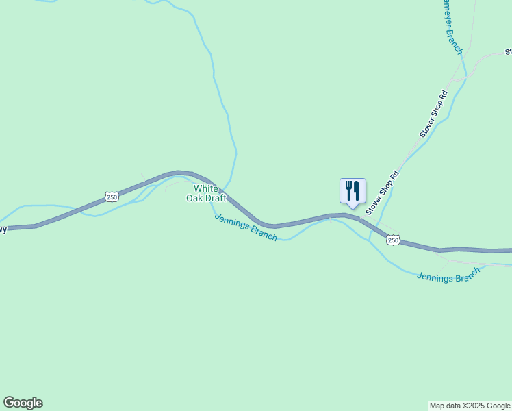 map of restaurants, bars, coffee shops, grocery stores, and more near 2329 Hankey Mountain Highway in Churchville