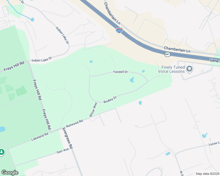 map of restaurants, bars, coffee shops, grocery stores, and more near 11305 Bodley Drive in Louisville