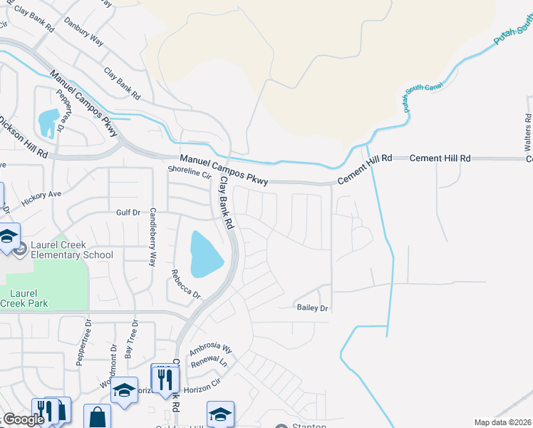 map of restaurants, bars, coffee shops, grocery stores, and more near 3001 Jubilee Lane in Fairfield
