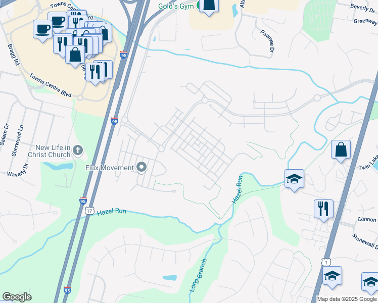 map of restaurants, bars, coffee shops, grocery stores, and more near 1318 Wilcox Avenue in Fredericksburg