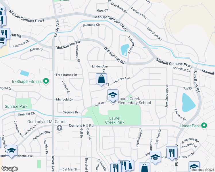 map of restaurants, bars, coffee shops, grocery stores, and more near 958 Hickory Avenue in Fairfield