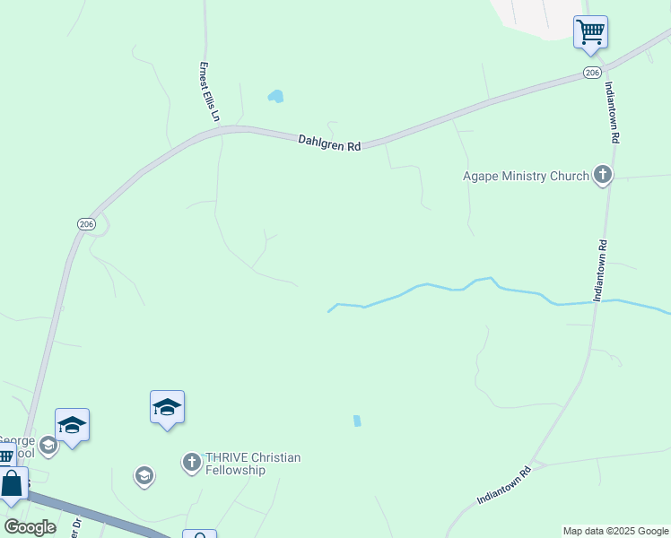 map of restaurants, bars, coffee shops, grocery stores, and more near 9329 Carriage Lane in King George