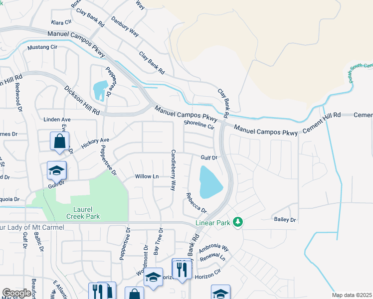 map of restaurants, bars, coffee shops, grocery stores, and more near 1209 Gulf Drive in Fairfield