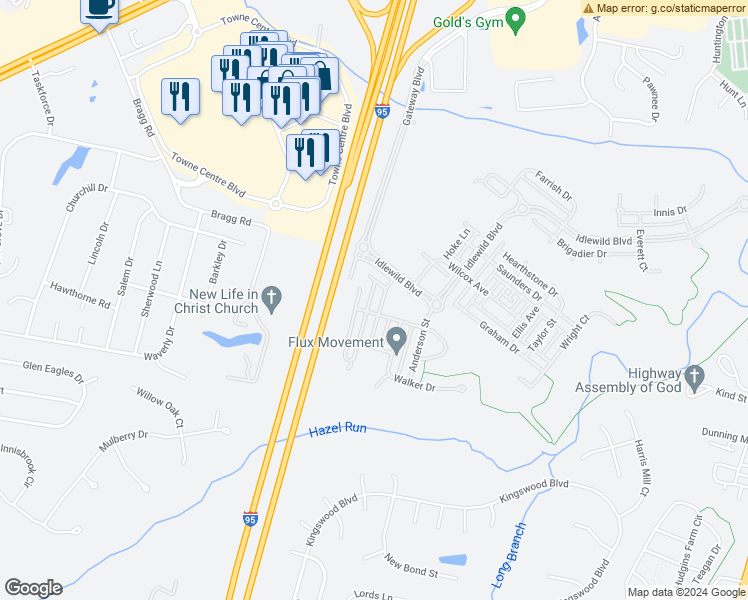 map of restaurants, bars, coffee shops, grocery stores, and more near 1012 Hampton Street in Fredericksburg