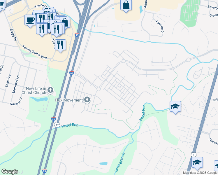 map of restaurants, bars, coffee shops, grocery stores, and more near 1205 Patrick Street in Fredericksburg