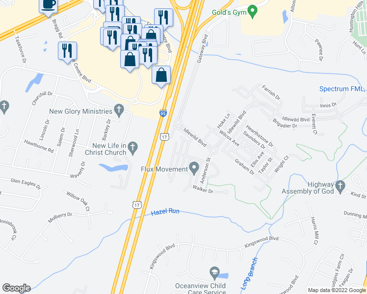 map of restaurants, bars, coffee shops, grocery stores, and more near 1008 Hampton Street in Fredericksburg