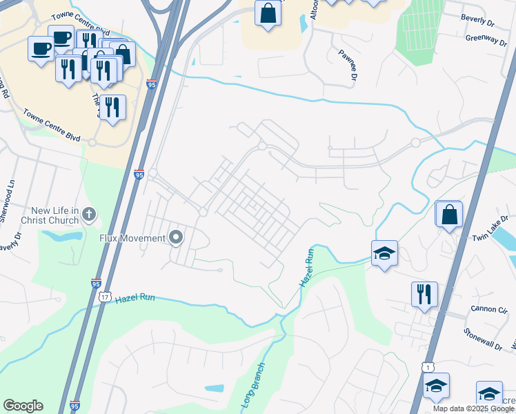 map of restaurants, bars, coffee shops, grocery stores, and more near 1109 Posey Lane in Fredericksburg