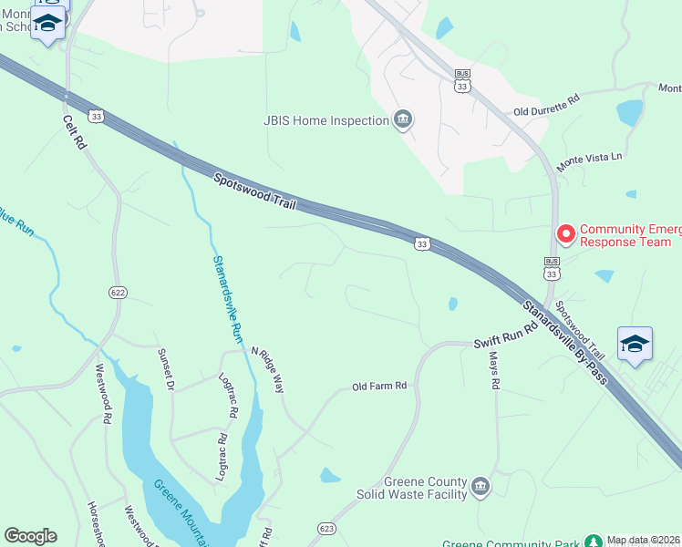 map of restaurants, bars, coffee shops, grocery stores, and more near 199 Lawsons Farm Circle in Ruckersville