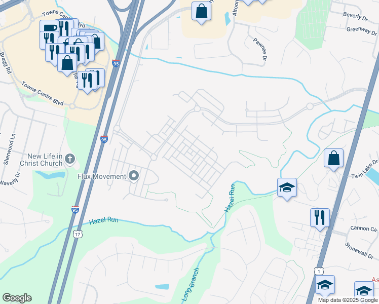 map of restaurants, bars, coffee shops, grocery stores, and more near 1114 Farrish Place in Fredericksburg