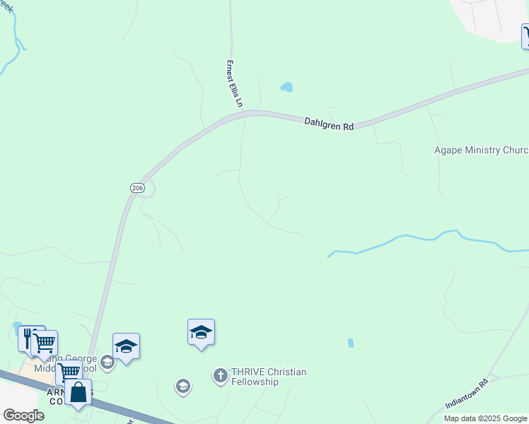 map of restaurants, bars, coffee shops, grocery stores, and more near 9239 Carriage Lane in King George