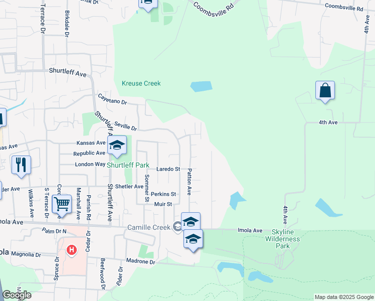 map of restaurants, bars, coffee shops, grocery stores, and more near 2060 Seville Drive in Napa