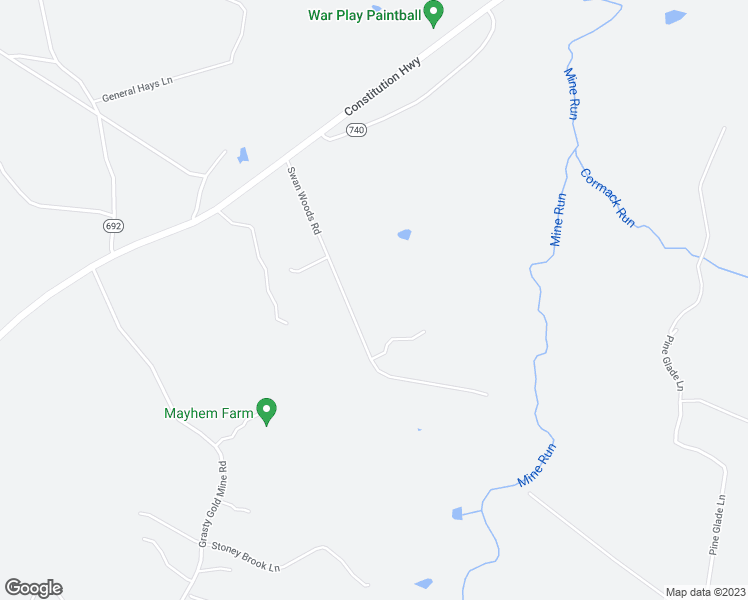 map of restaurants, bars, coffee shops, grocery stores, and more near 8453 Swan Woods Road in Rhoadesville