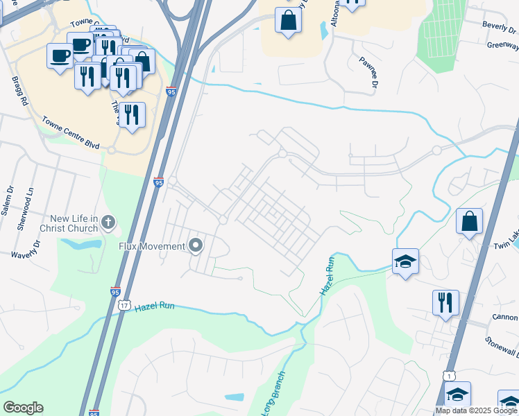 map of restaurants, bars, coffee shops, grocery stores, and more near 1120 Patrick Street in Fredericksburg